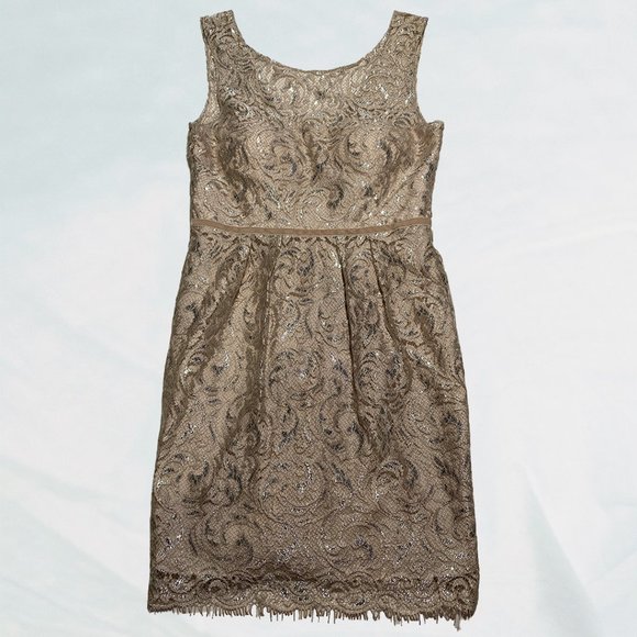 Jenny Yoo Collection Sliver and Cream Lace Cocktail Dress - Picture 2 of 12